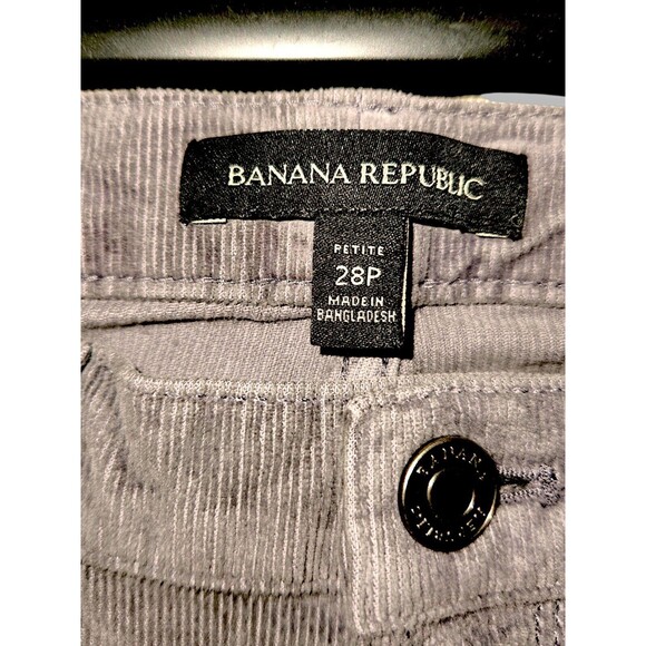 Banana Republic Slim Gray corduroy Preppy Academia women's pants size 28P - Picture 2 of 4